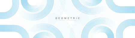 Abstract blue circular lines background. Geometric stripe line art design. Modern pattern. Futuristic technology concept. Suit for corporate, website, poster, business, banner, cover, flyerのイラスト素材