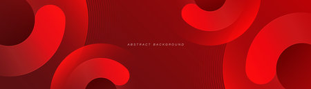 Abstract red banner background. Glowing geometric shapes graphic design. Round elements. Futuristic circle shapes. Suit for presentation, cover, brochure, website, flyer, business, poster, bookletのイラスト素材