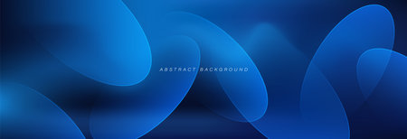 Abstract blue background with oval shapes. Shiny blue gradient ellipse. Elegant transparent geometric shapes. Modern futuristic graphic design. Suit for cover, presentation, website, corporate, headerのイラスト素材