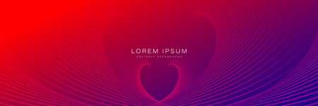Modern abstract red and purple gradient background. Glowing curved lines pattern. Dynamic lines. Futuristic graphic design. Heart concept. Suit for cover, header, wallpaper, presentation, websiteのイラスト素材