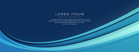 Blue abstract banner background with halftone decoration. Modern gradient curve shapes graphic. Business style. Suit for flyer, brochure, invitation, presentation, poster, cover, corporate, websiteのイラスト素材