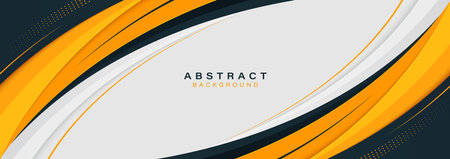 Abstract dark blue and yellow curve shapes on white background with shadow decoration. Modern corporate and business concept. Suit for presentation, invitation, banner, brochure, cover, flyerのイラスト素材