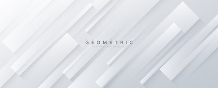 Abstract white and grey background with diagonal stripes. Glowing geometric shapes with shadow. Elegant design. Modern futuristic graphic. Vector illustrationのイラスト素材