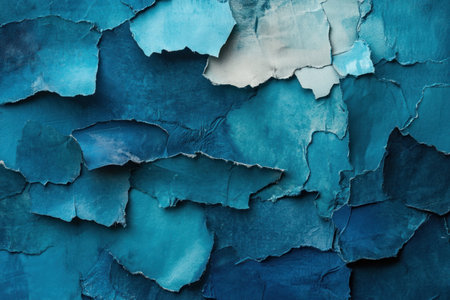Teal and blue color palette, abstract wall background with a torn paper collage effect. --ar 3:2 --v 6.1 Job ID: 881a9f5f-d8ed-48af-8abf-7188b69f25b8の素材