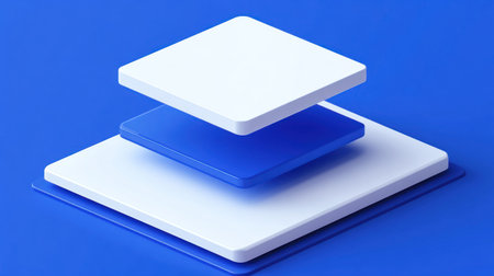 Minimalist, blue background with two floating squares, isometric view, Cinema 4D render, in the style of Blender, high resolution. --chaos 30 --ar 16:9 --v 6.1 Job ID: b50b36d7-9c34-43a4-9d21-c221dbc45906の素材