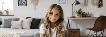 A bedroom with white walls, gray and black accent decor, a wooden floor, a gray sofa in the center of the room, a bed on one side, a desk near the wall with posters and decorations, a small potted plant beside it, and a brown suitcase standing next to a tall table lamp. A designer chair is placed in the right corner, with some hanging from the ceiling. The space has an industrial vibe, giving off cool tones and a modern aesthetic. There is natural light coming through the window. --ar 43:15 --v 6.1 Job ID: d05c21d5-a213-401a-8745-81221158e4f3の素材