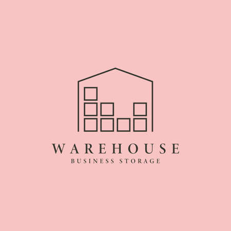 line art warehouse icon logo vector symbol illustration design, business storage minimal logoのイラスト素材