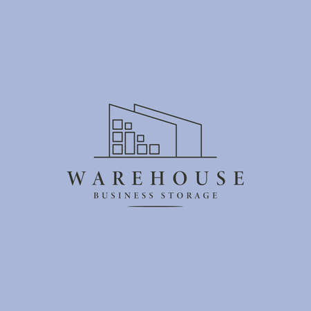 warehouse storage line logo vector symbol illustration design, warehouse minimal logo designのイラスト素材
