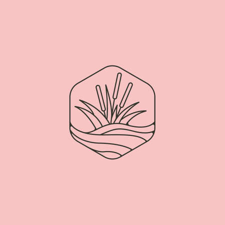 line art cattail grass icon logo vector symbol illustration designのイラスト素材