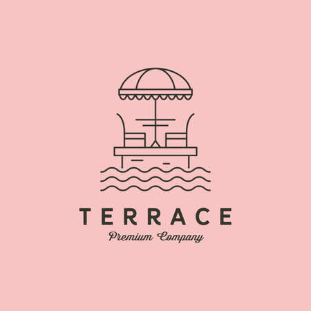 terrace cafe line logo vector symbol minimalist illustration designのイラスト素材