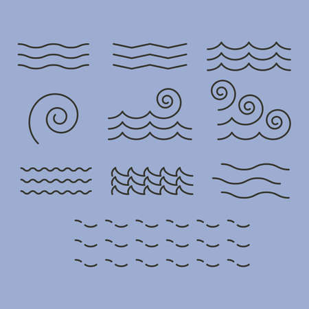 wave line art icon logo vector symbol minimal illustration designのイラスト素材