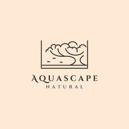 aquascape line art logo vector symbol illustration designのイラスト素材