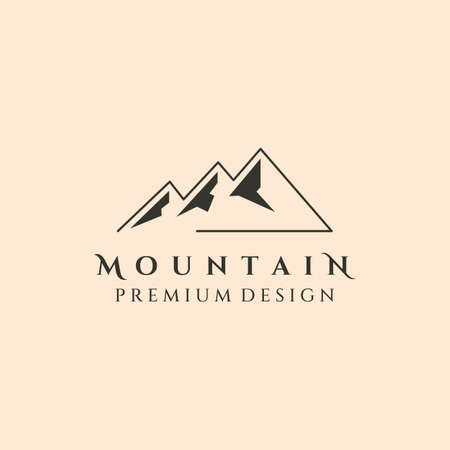 vector of mountain line art logo symbol illustration designのイラスト素材