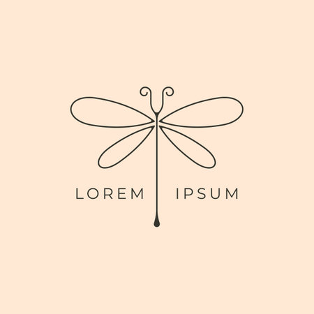 minimal dragonflies logo outline vector illustration designのイラスト素材