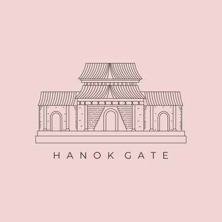 hanok gate house logo vector illustration designのイラスト素材