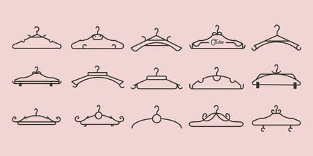 set of hangers minimalist line art logo vector symbol illustration designのイラスト素材