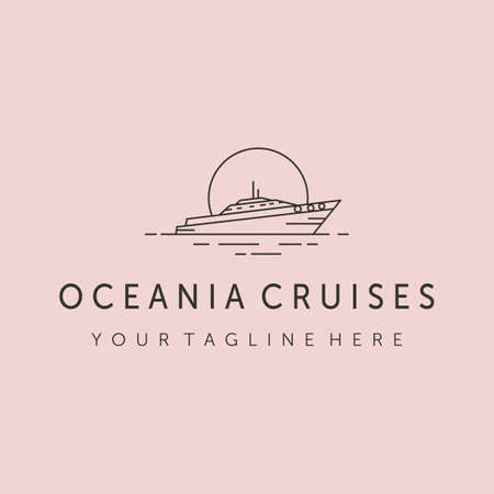 moon oceania cruises line art logo vector symbol illustration designのイラスト素材