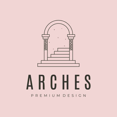 arches with ladder and star line art logo vector symbol illustration designのイラスト素材