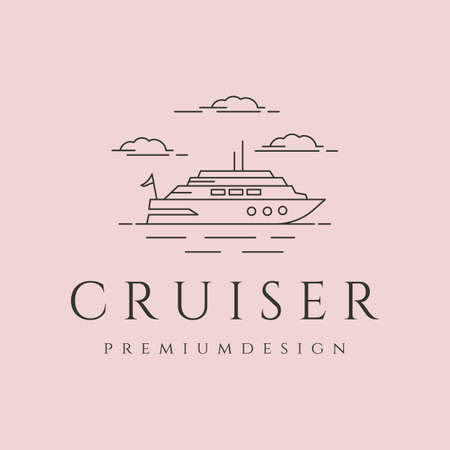cruiser luxury on the ocean line art logo vector symbol illustration designのイラスト素材