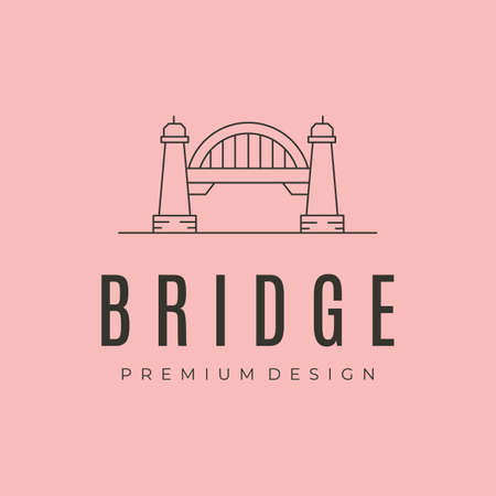 bridge on the river line art logo vector symbol illustration designのイラスト素材