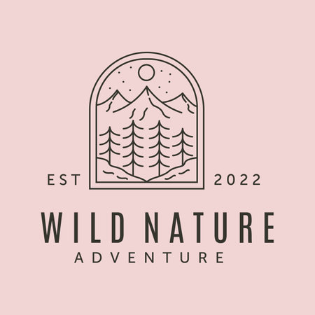 wild nature adventure line art logo vector symbol illustration designのイラスト素材