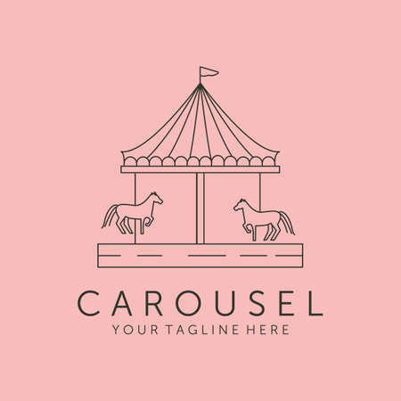 carousel concept line art logo vector symbol illustration designのイラスト素材