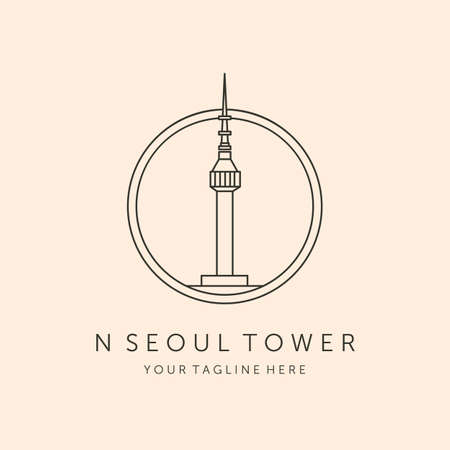 N seoul tower line art logo vector symbol illustration designのイラスト素材