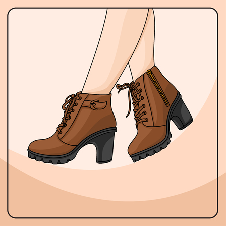 hi heels boot illustation easy editableのイラスト素材