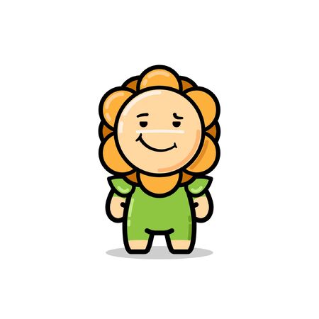 cute sun flower mascot character illustrationのイラスト素材