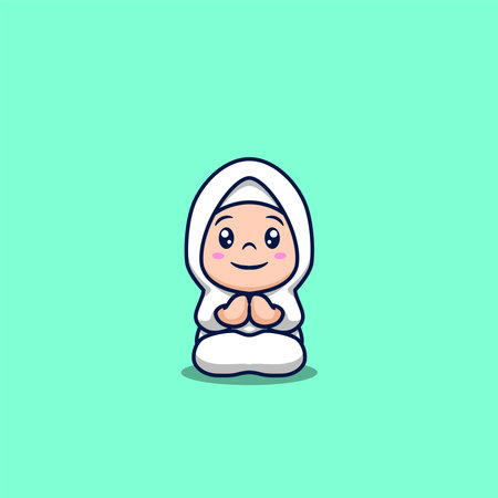 cute girl moslem cartoon illustrationのイラスト素材