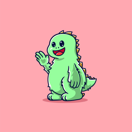 cute kid wearing blue monster costume trex dinosaur cartoonのイラスト素材