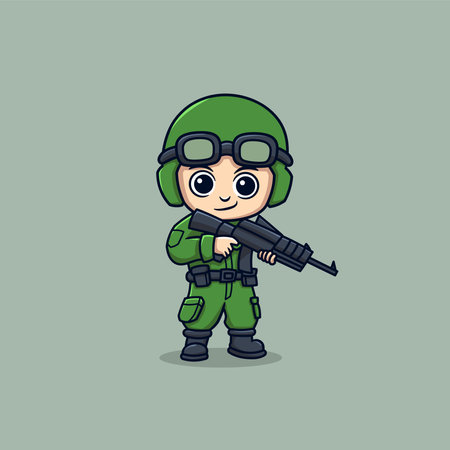 soldier cartoon long gunのイラスト素材