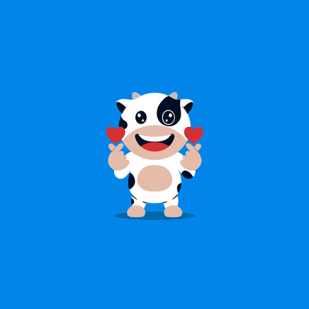 cute cow give love saranghaeのイラスト素材