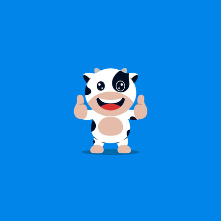 cute cow give thumb up cartoonのイラスト素材