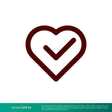 Heart Check Mark Icon Vector Logo Templateのイラスト素材