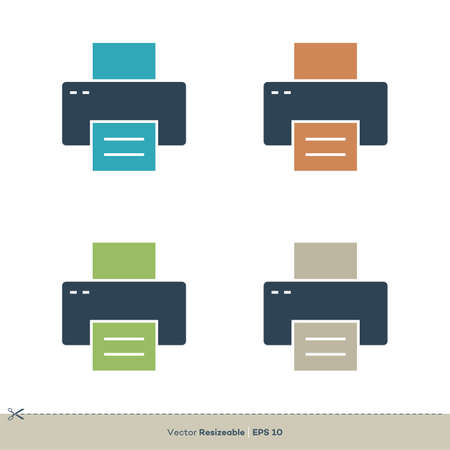 Printer Icon Vector Logo Template. Colorful Set Illustration Design. Vector EPS 10.のイラスト素材