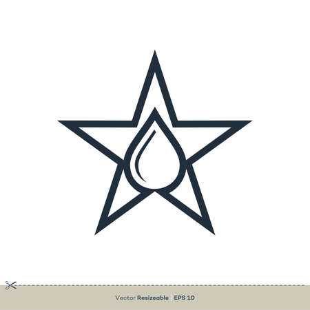Droplet and Star Line Art Vector Icon Logo Template Illustration Design. Vector EPS 10.のイラスト素材