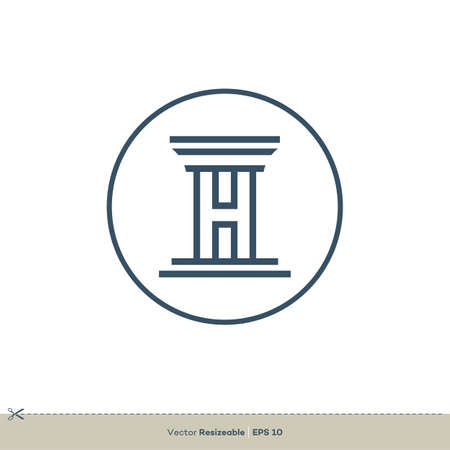 Letter H Pillar Legal, Attorney, Law Office Vector Logo Template Illustration Design. Vector EPS 10.のイラスト素材