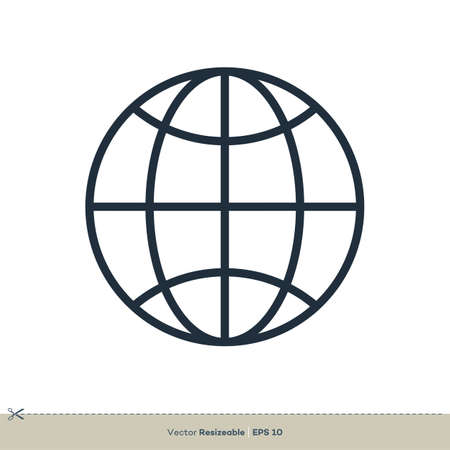 Globe Line Art Icon Vector Logo Template Illustration Design. Vector EPS 10.のイラスト素材