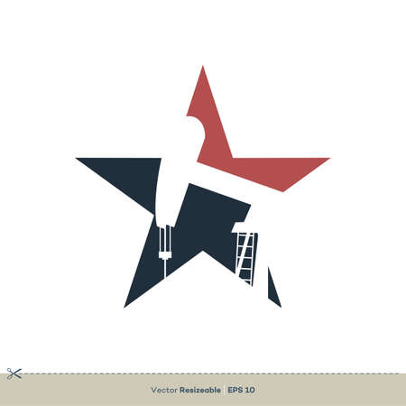 Star Oil Pump Jack Icon Vector Logo Template Illustration Design. Vector EPS 10.のイラスト素材