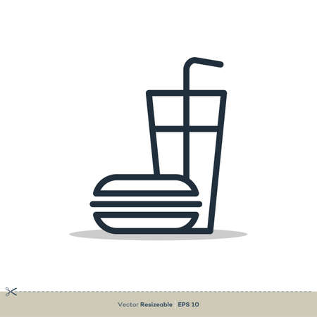 Burger and Lemon Tea Icon Vector Logo Template Illustration Design. Vector EPS 10.のイラスト素材