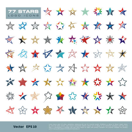 Set Star Collection Icon Vector Logo Template Illustration Design. Vector EPS 10.のイラスト素材