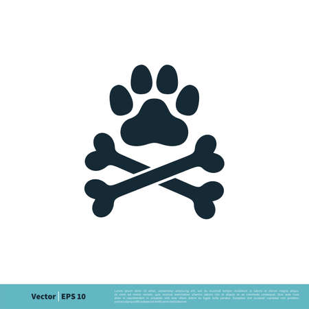 Paw Print Pet and Bone Icon Vector Logo Template Illustration Design. Vector EPS 10.のイラスト素材
