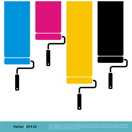 Colorful CMYK Roll Painter Vector Template Illustration Design. Vector EPS 10.のイラスト素材