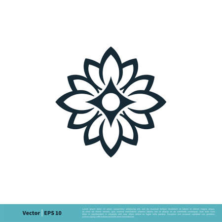 Flower Ornamental Decorative Icon Vector Logo Template Illustration Design.のイラスト素材