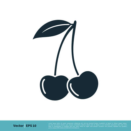 Cherry Fruit Icon Vector Logo Template Illustration Design. Vector EPS 10.のイラスト素材