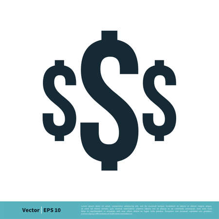 Dollar Icon Vector Logo Template. Money Sign Illustration Design. Vector EPS 10.のイラスト素材