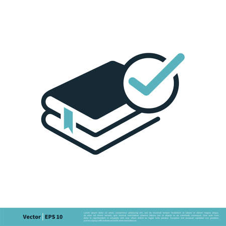 Book Check mark Icon Vector Logo Template Illustration Design. Vector EPS 10.のイラスト素材