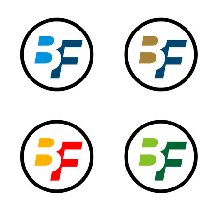 B F or F B Letter Template Illustration Design.のイラスト素材