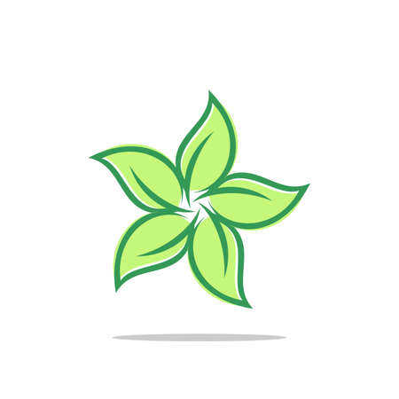 Green Leaf Star Template Illustration Design.のイラスト素材